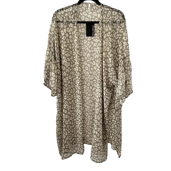MITTOSHOP NWT Green/Cream Women's Animal Print Duster/Kimono Style J3177PL - Picture 1 of 3